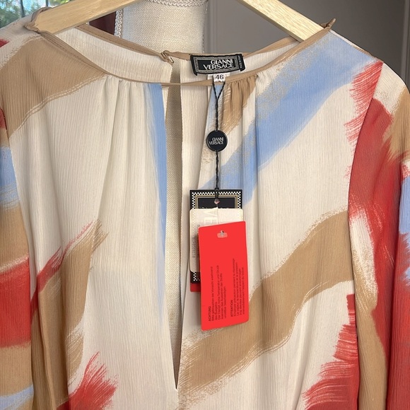 GIANNI VERSACE VINTAGE!! GORGEOUS SILK & LEATHER DRESS - Picture 5 of 14